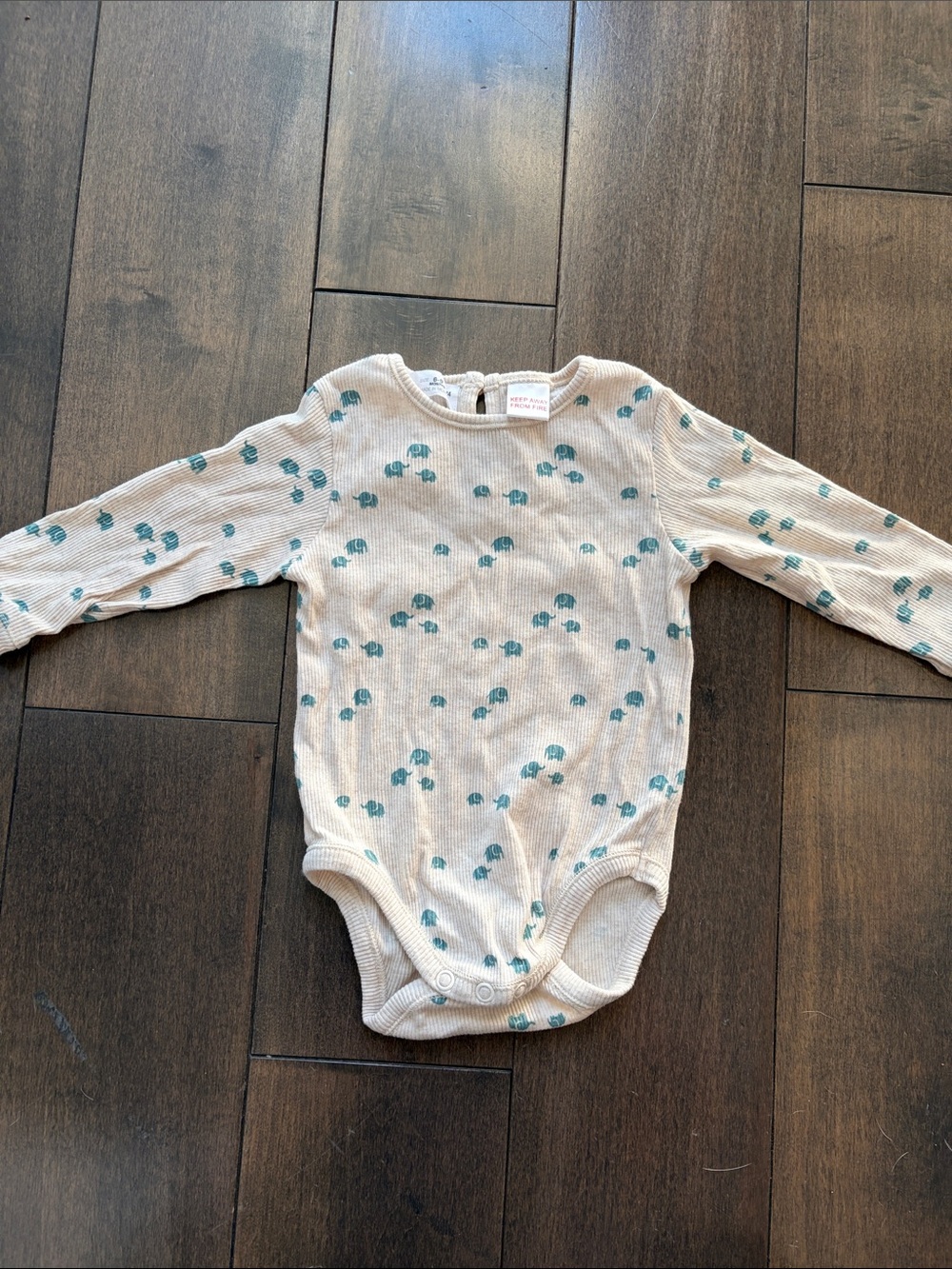 Zara Cream Long-Sleeve Bodysuit with Teal Mushroom Print